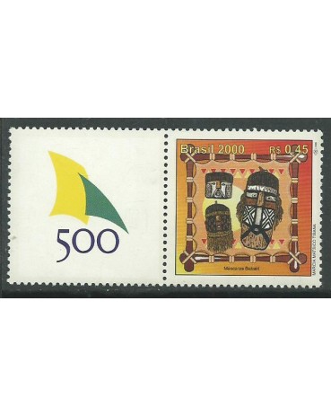 C2273 BRASIL 500 ANOS 2000 MÁSCARA - COM VINHETA - R A R I D A D E 10.360  Novo